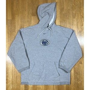 VTG Penn State Sweatshirt Mens M Gray Embroidered Center Swoosh Hoodie Pullover